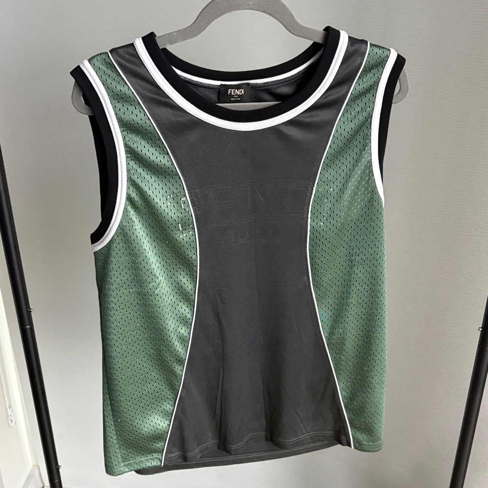Fendi Men's Black and Green Jersey Shirt